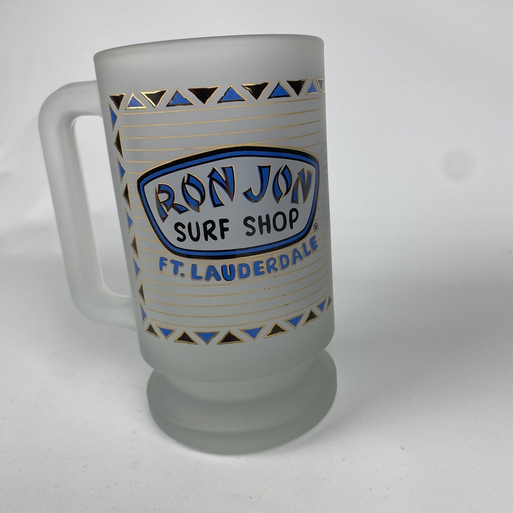 Ron Jon Surf Shop Cocoa Beach FL Vintage Frosted Glass Mug Stein Florida
